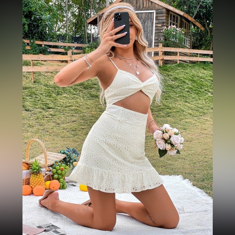 NEW Cut Out Ruffle Mini Dress - Picture 3 of 5